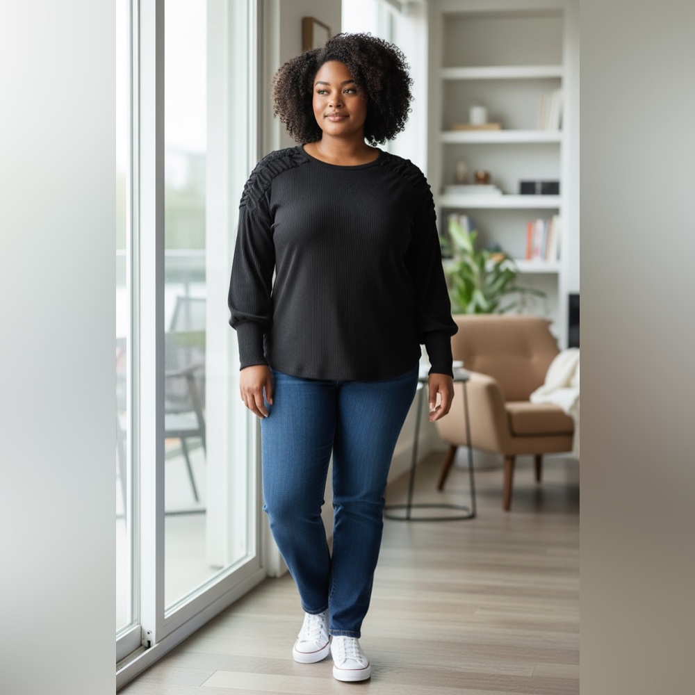 ⭐️ 3 for $10 ⭐️ Dofaoo Long Sleeve Black Tunic Top, Size XL